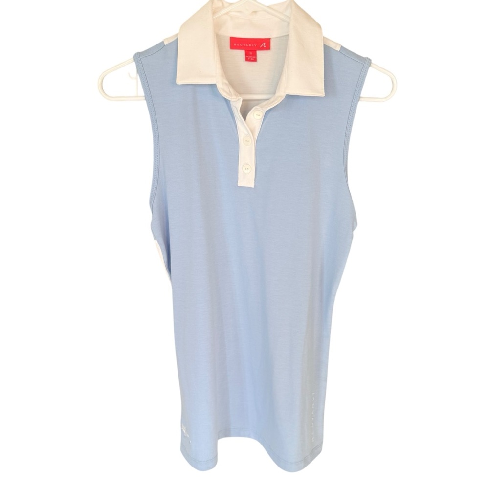Red Vanly NWT Light Blue White Sleeveless Tennis Golf Pickle Ball Polo Sz Small